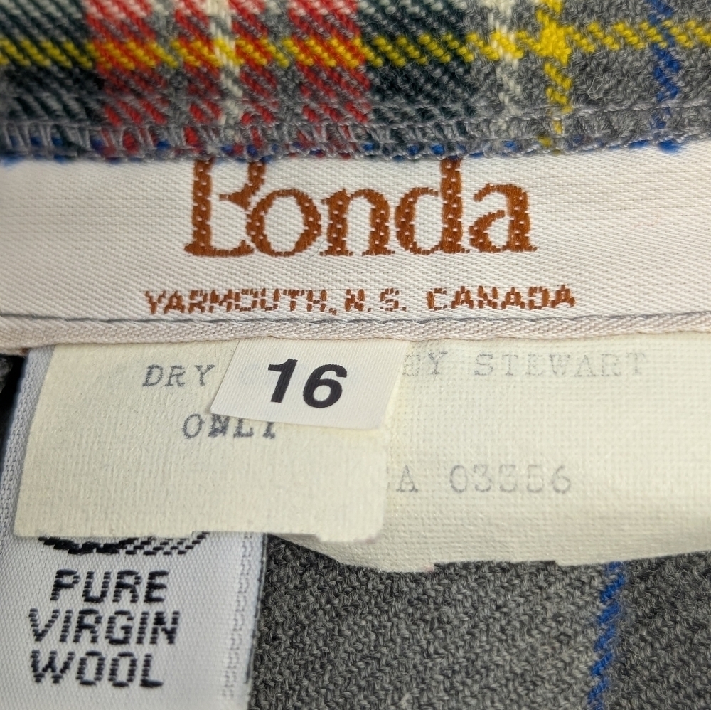 Bonda Wool Kilt Skirt Dress Stewart Tartan Plaid Women’s Size 16 Red Gray - Picture 4 of 6